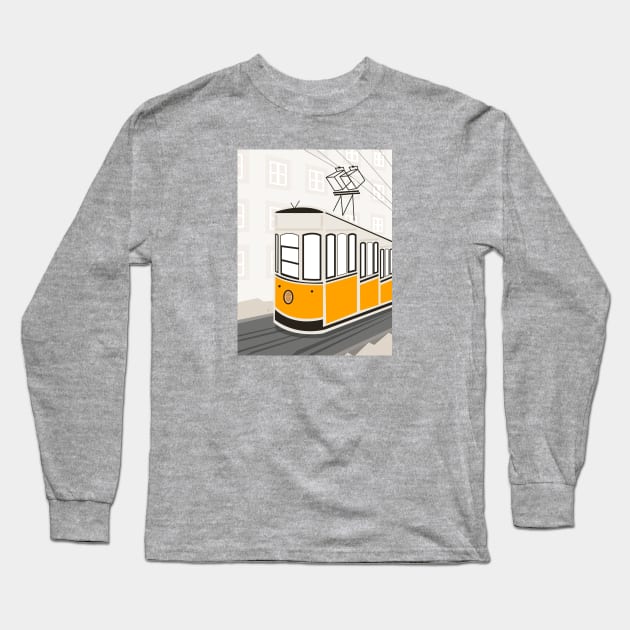 Ascensor da Bica, Lisbon, Portugal Long Sleeve T-Shirt by lymancreativeco